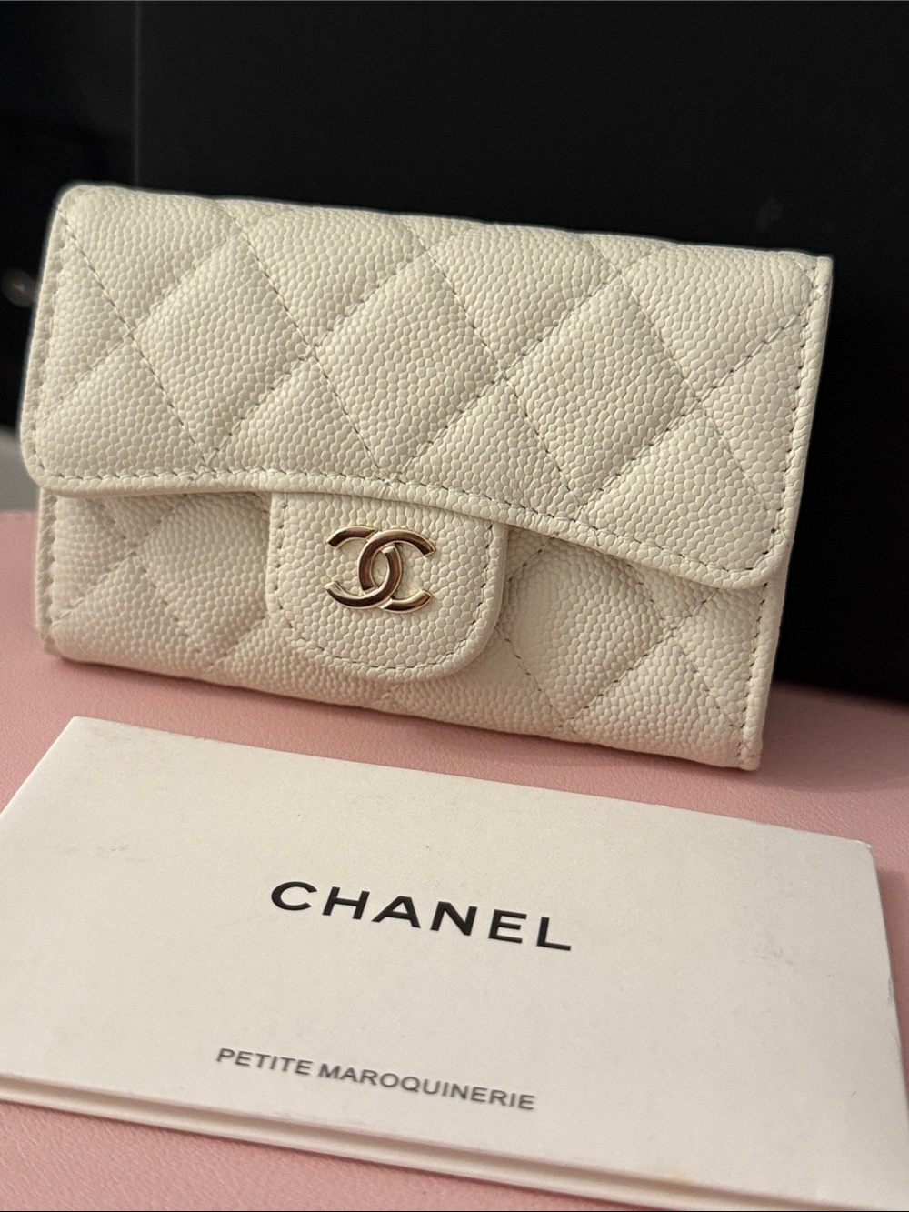 Chanel Quilted Flap Wallet in Ivory with Gold CC Logo